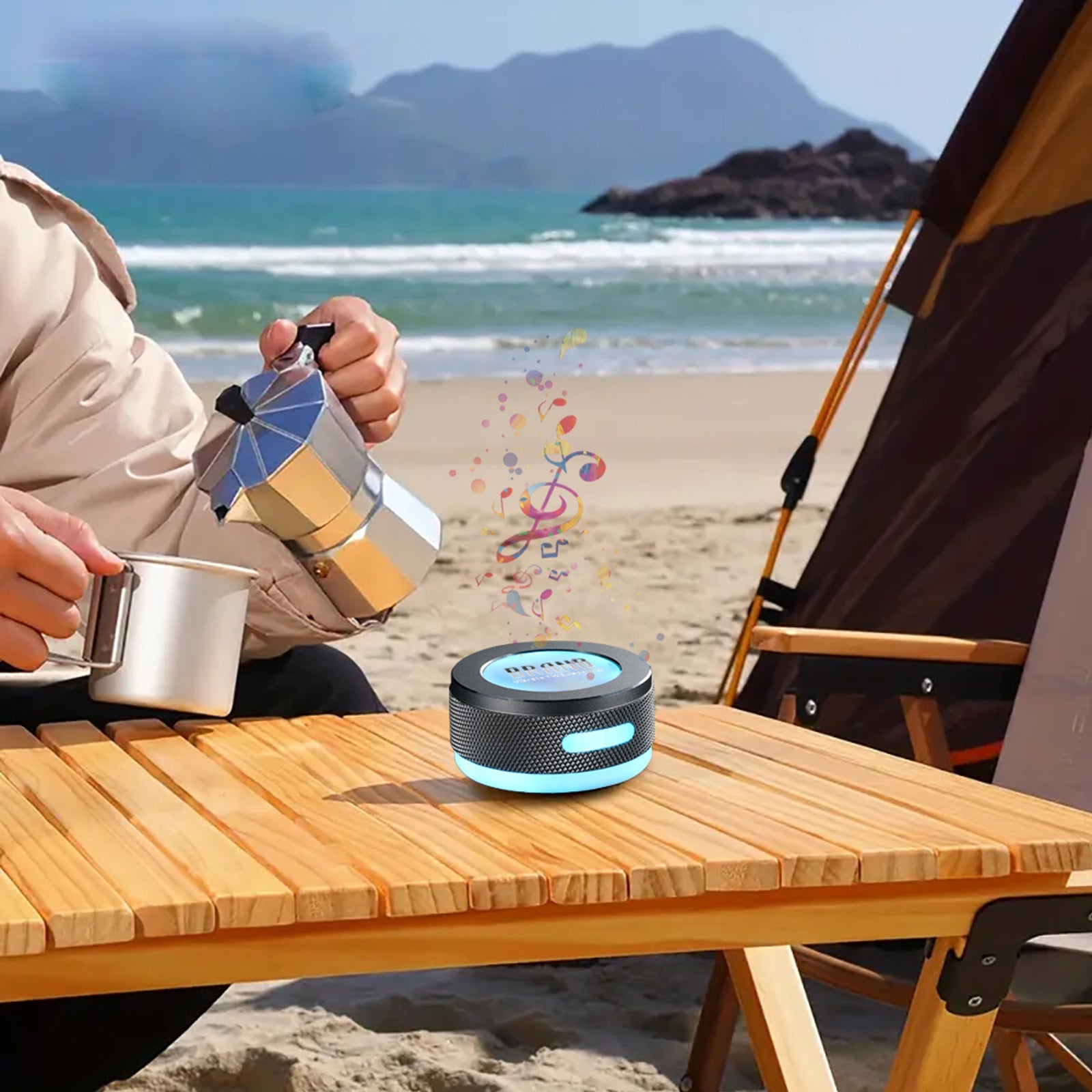 Small Wireless Bone Conduction Speakers Bluetooth Vibration Speaker With Color LED Light Portable Surface Adsorption Speaker