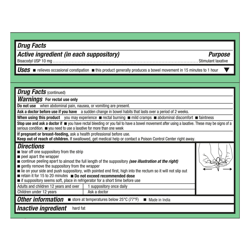 Health*Star Bisacodyl Laxative Suppository 444-12-HST