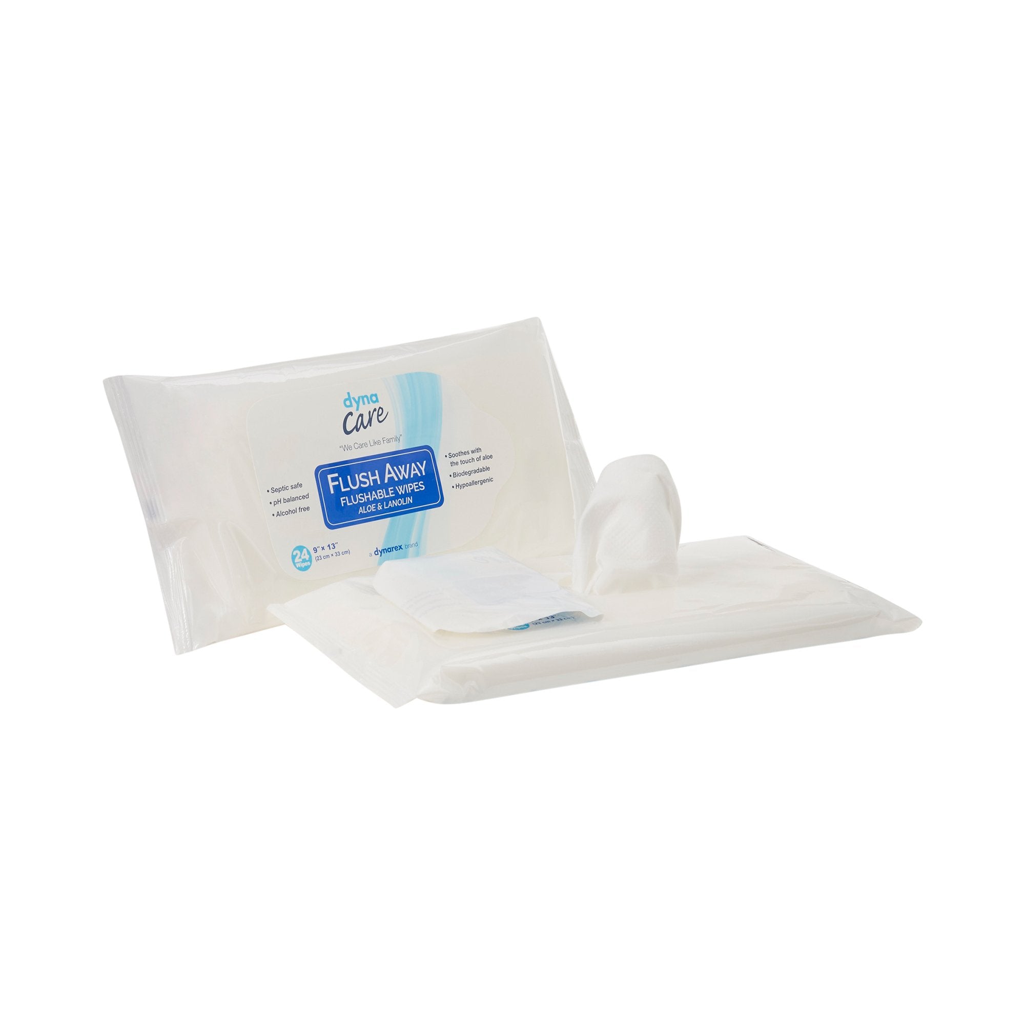 Dynarex Flush Away Personal Wipes, Adult, Soft Pack, Aloe/Lanolin 1322