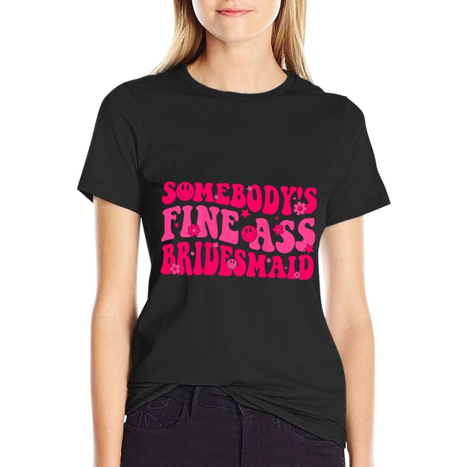 Bridesmaid Bride Squad Bridal Shower Groovy Bachelorette  Trendy Pattern T-Shirt