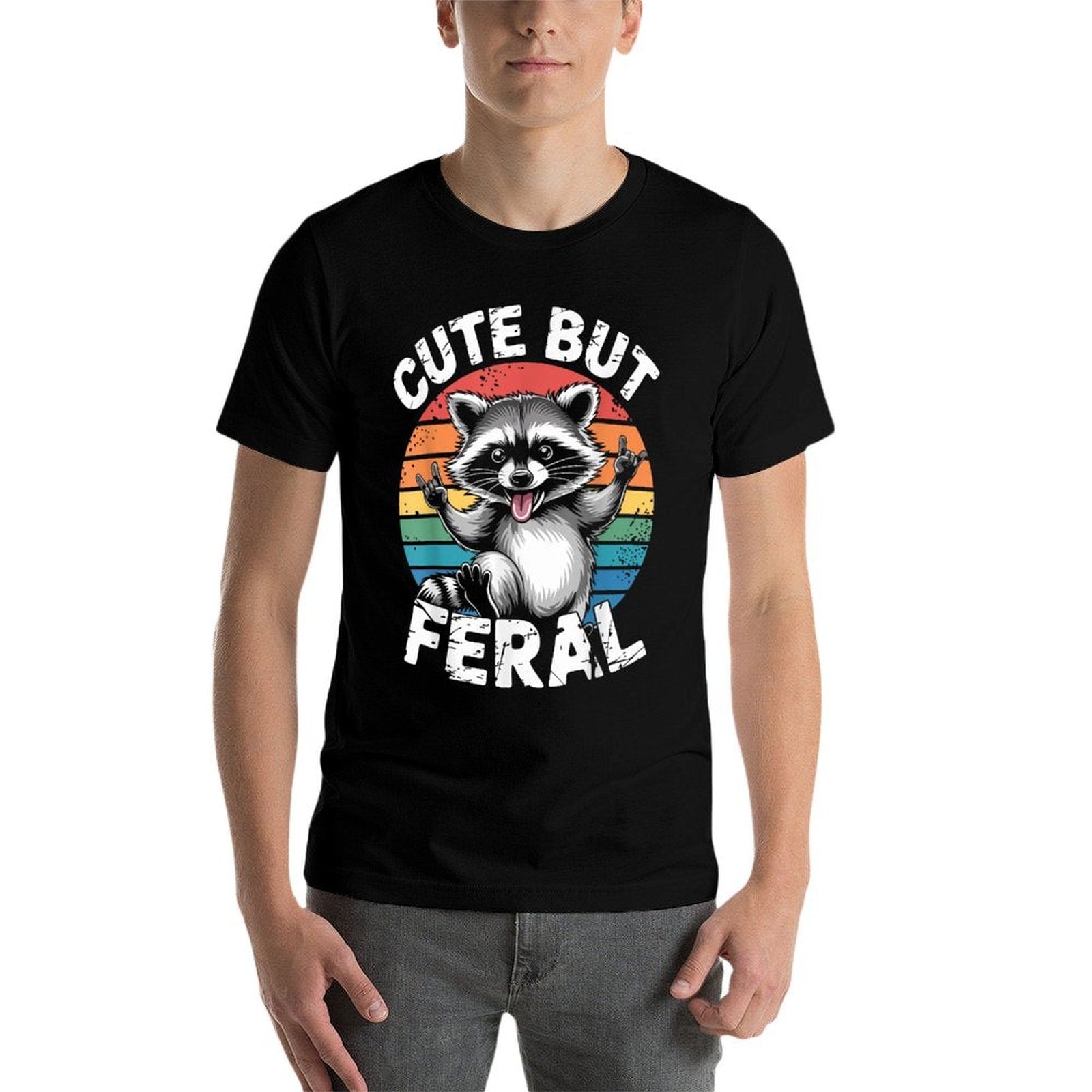 Cute But Feral Toddler Funny Raccoon Racoon Kids Feral Child  Easy-care T-Shirt