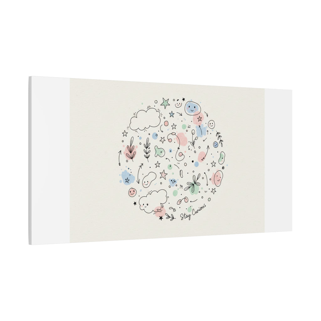 Doodle Circle Line Drawing Matte Canvas, Hand-Drawn Sketch Art