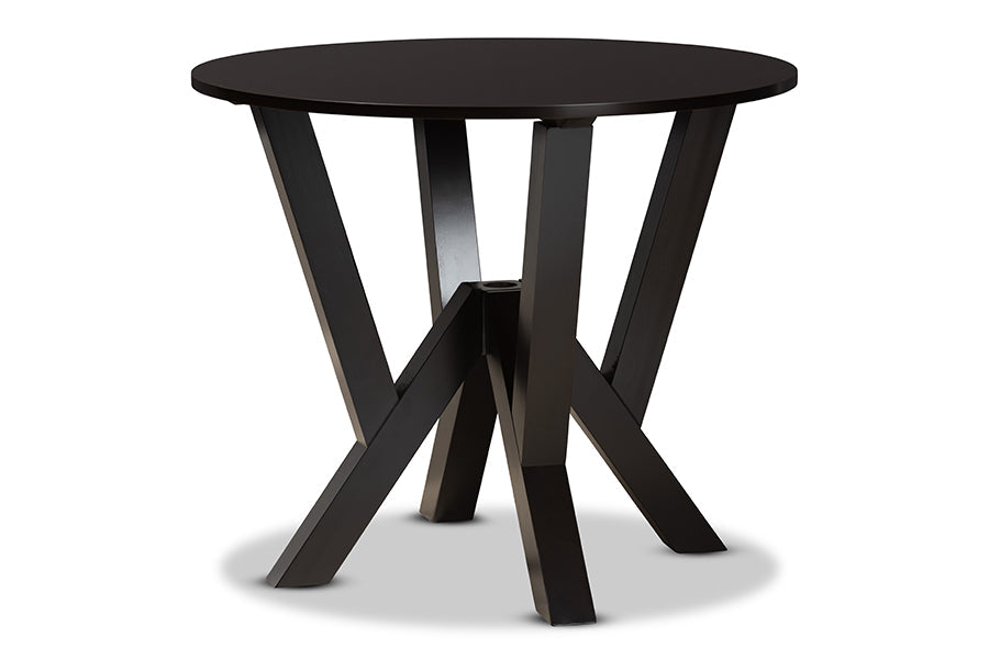 Baxton Studio Adina Modern and Contemporary Grey Fabric Upholstered and Dark Brown Finished Wood 5-Piece Dining Set