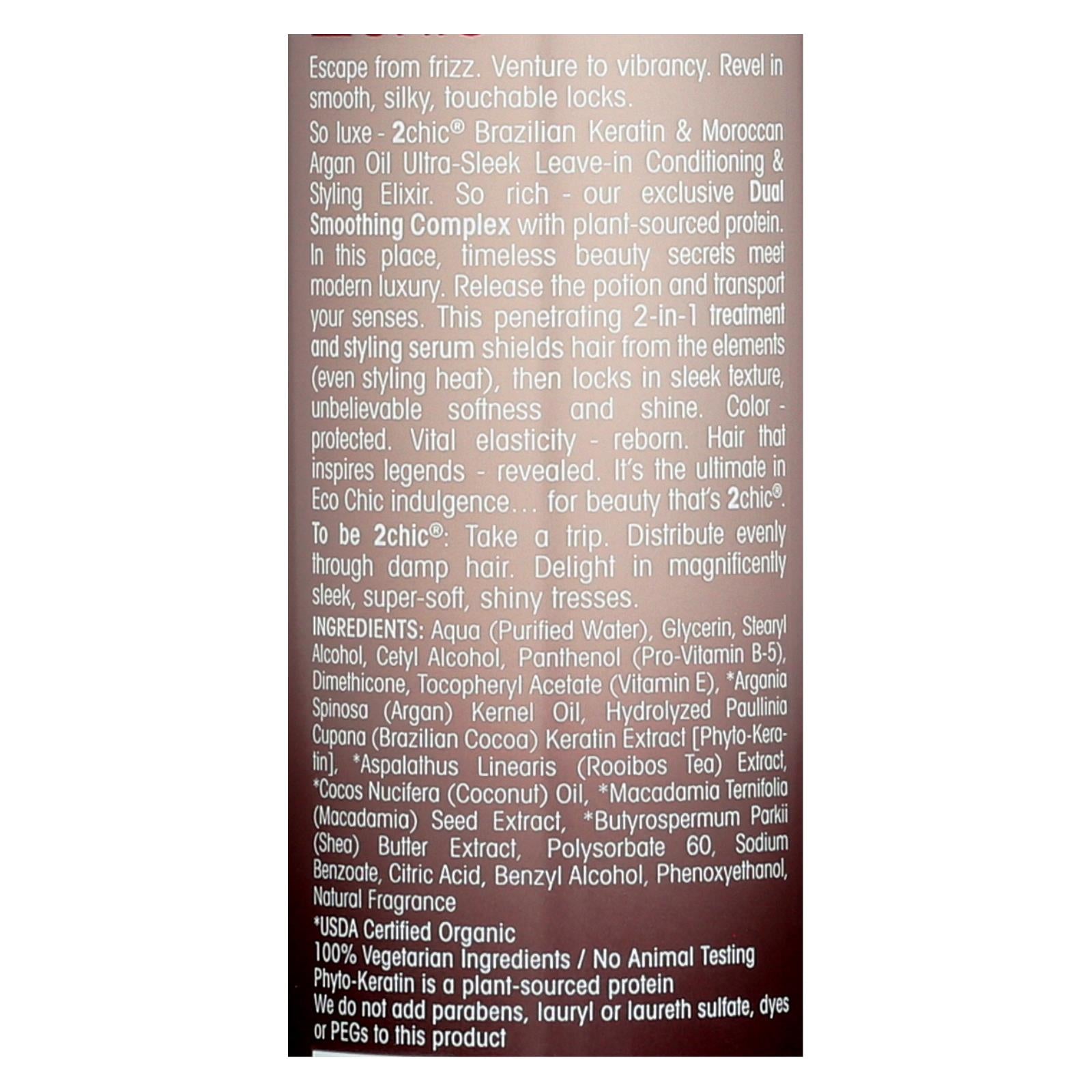 Giovanni 2chic Ultra-Sleek Leave-in Conditioning and Styling Elixir with Brazilian Keratin + Argan Oil - 4 Fl Oz