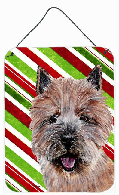 Norwich Terrier Candy Cane Christmas Wall or Door Hanging Prints Aluminum Metal Sign Kitchen Wall Bar Bathroom Plaque Home Decor Front Door Plaque, 12x16, Multicolor