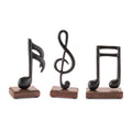 Metal Music Note on Wood Base (Set of 3)