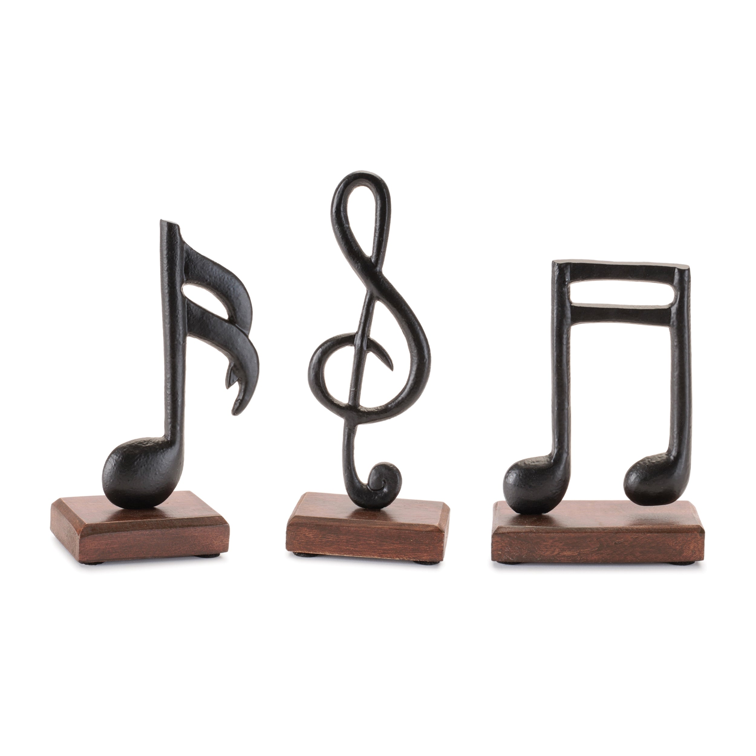 Metal Music Note on Wood Base (Set of 3)