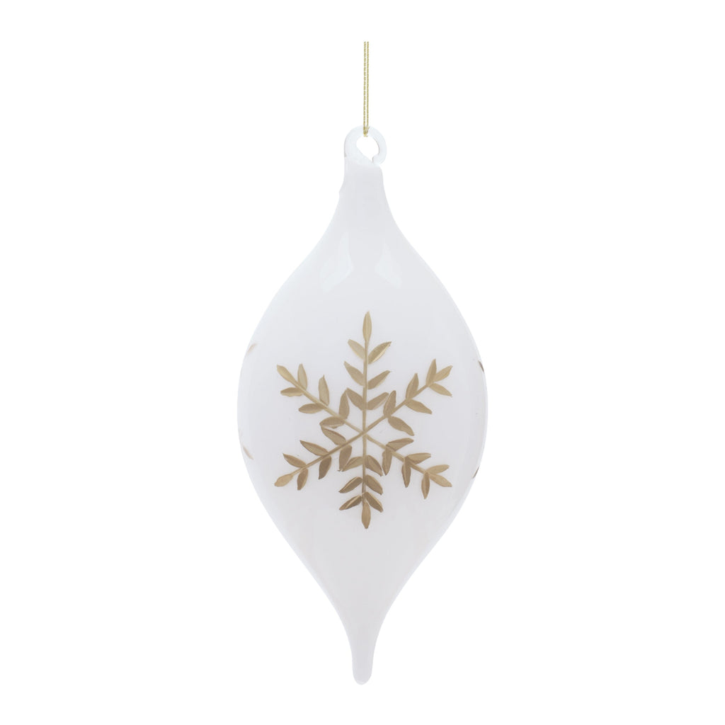 Glass Ornament with Snowflake Set of 6