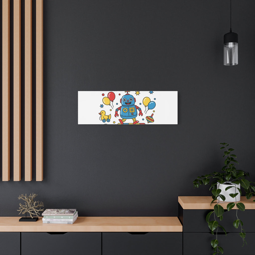 Retro Toy Robot Canvas | Throwback Kid, Primary Color Nostalgia