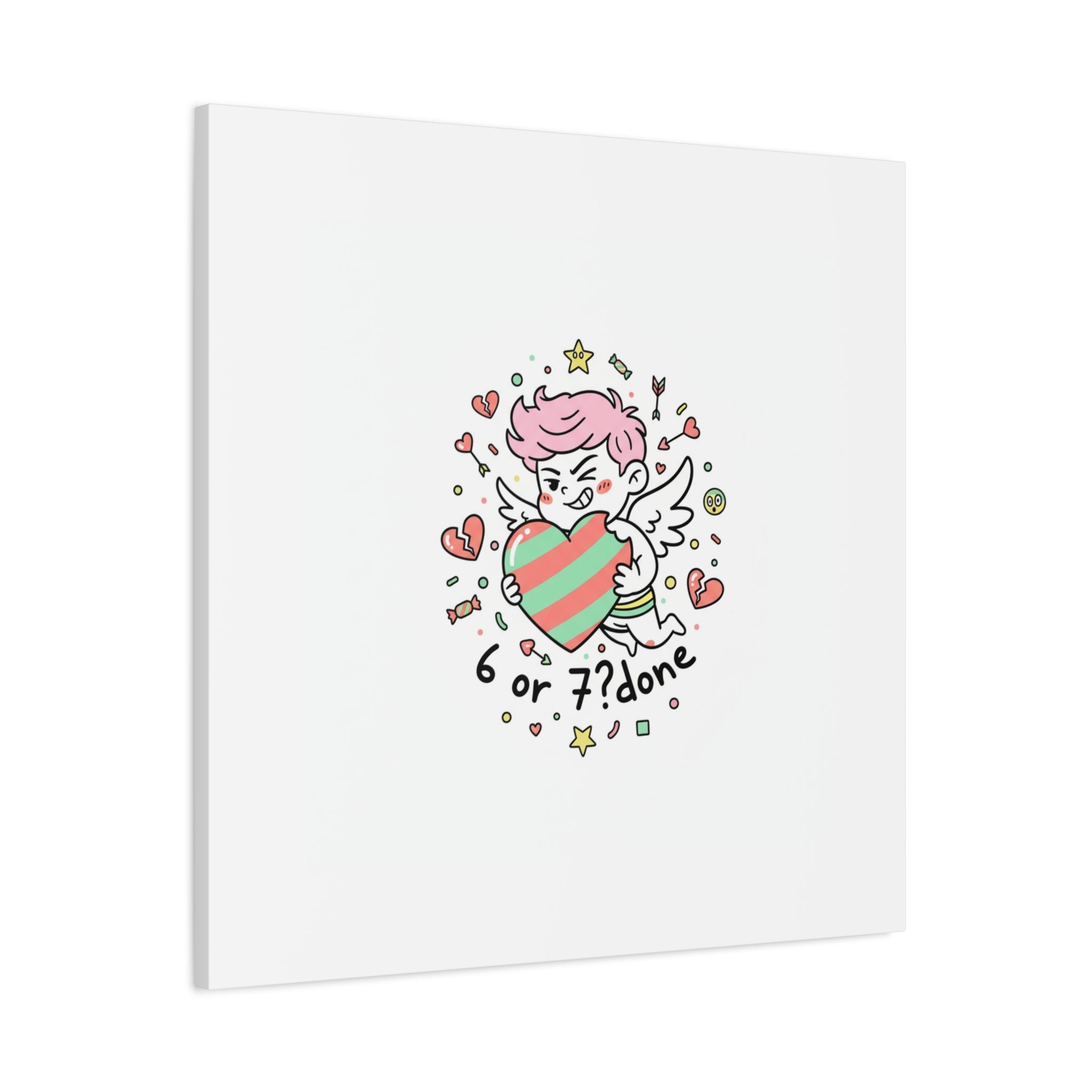 Weird Cupid heart illustration Canvas | Weird Valentine, quirky chaotic love