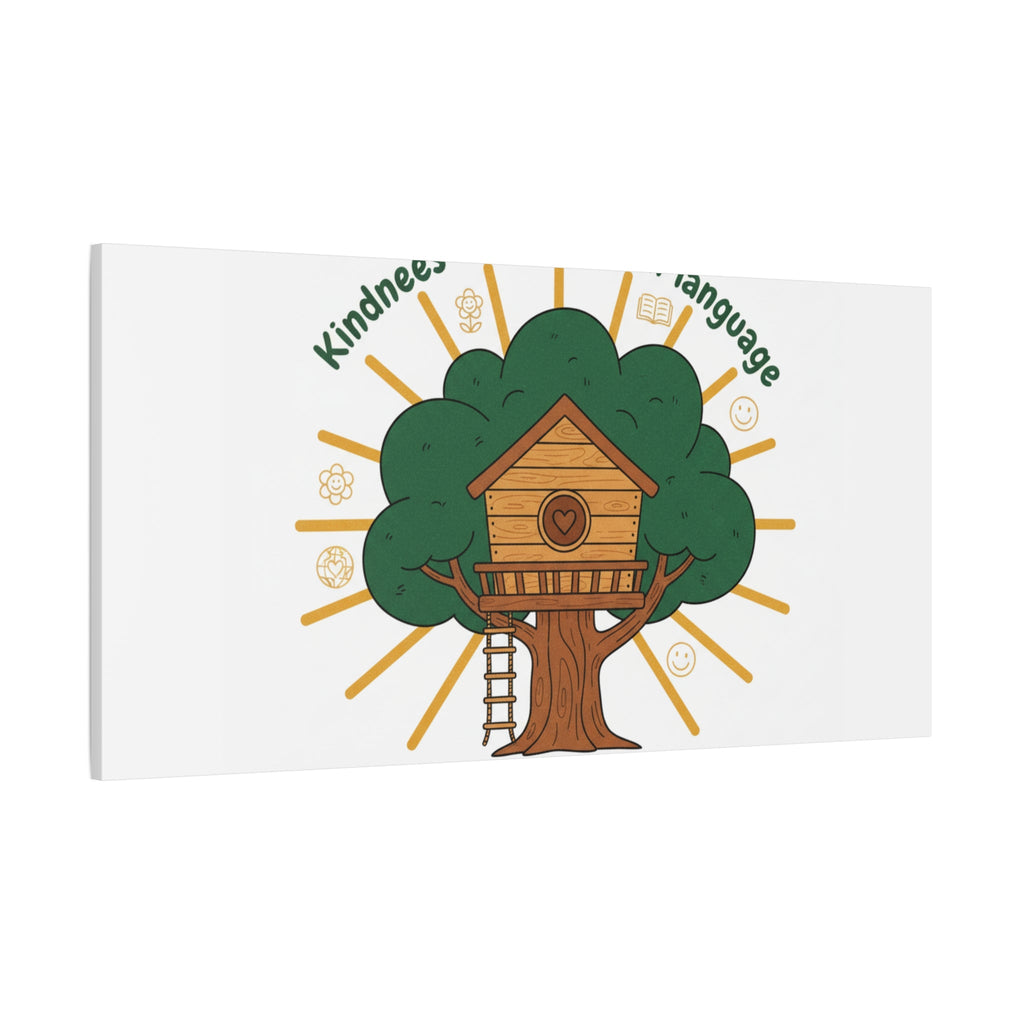 Kindness Is a Universal Language Canvas | Eco Humor, Treehouse Art