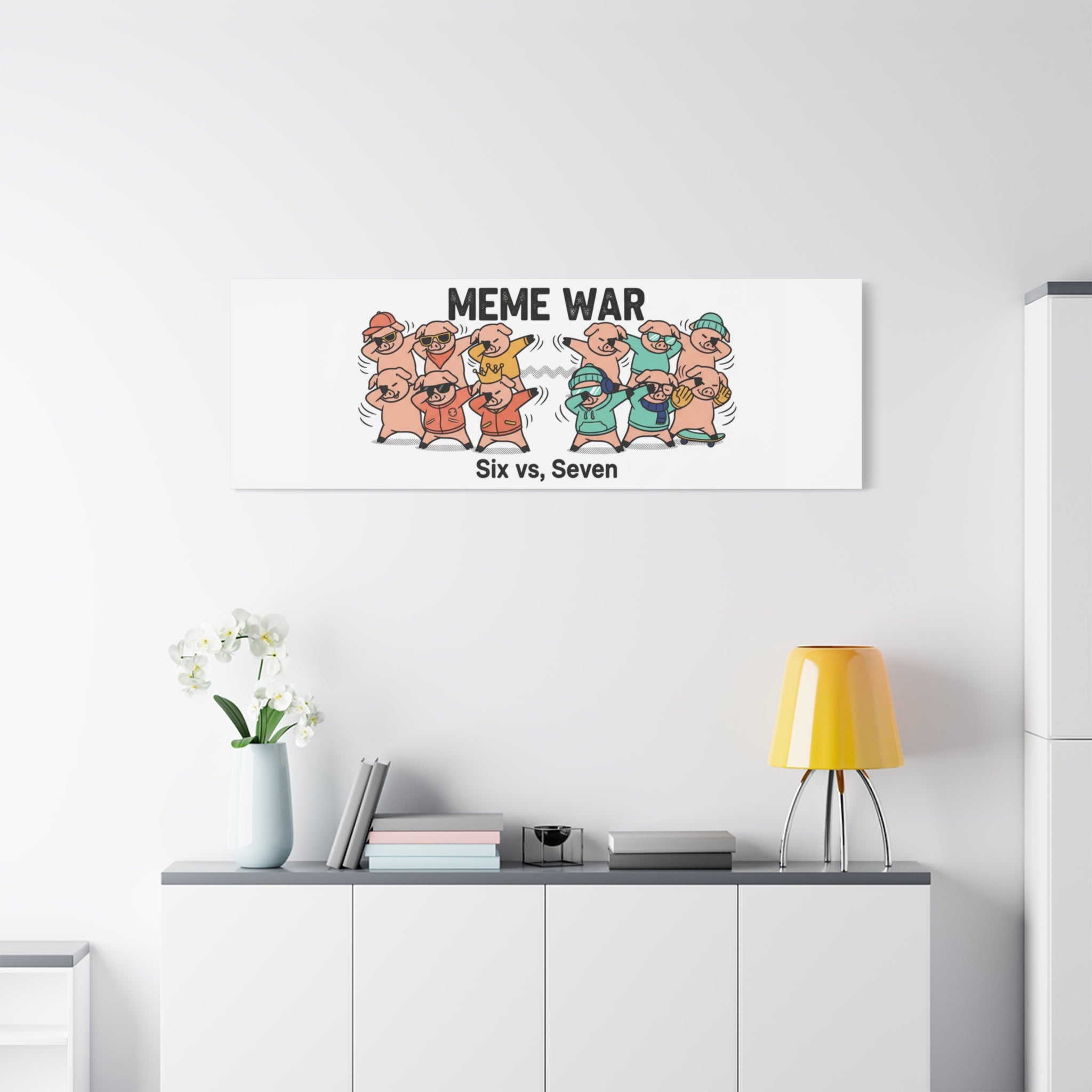 Meme War: Six vs. Seven Canvas Wall Art