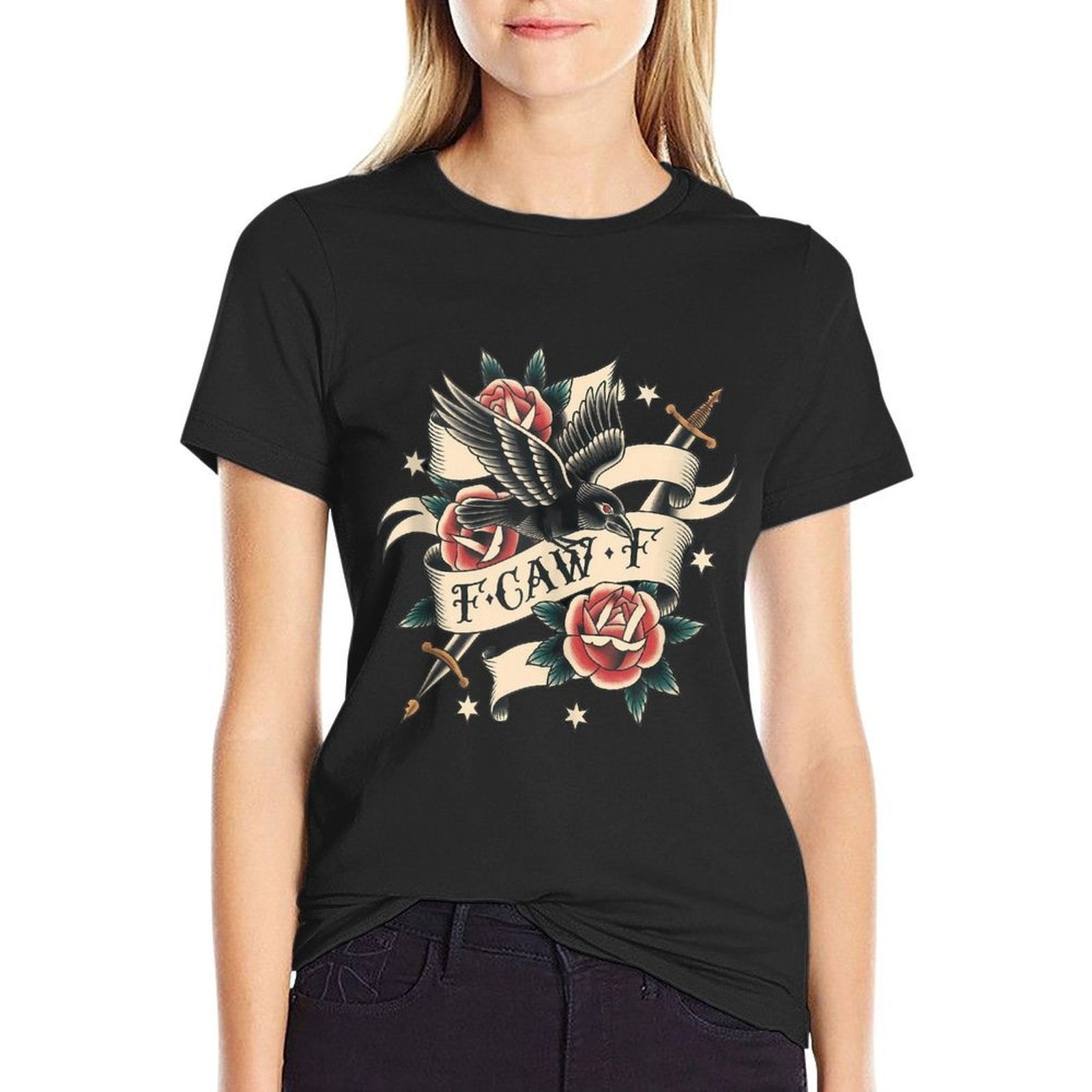 Black Crow Tshirt F Caw F Funny Black Bird Moon Gothic Humor  Lightweight T-Shirt