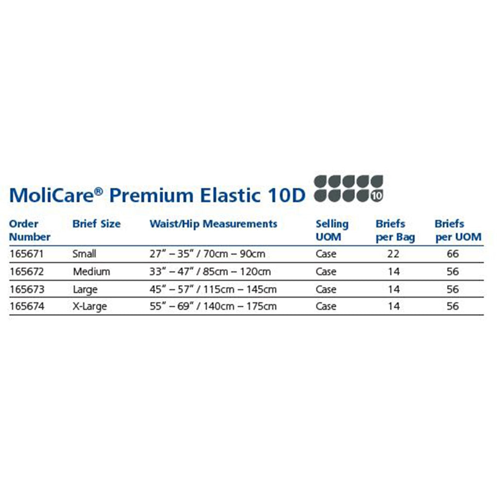 MoliCare® Premium Elastic 10 Drop Absorbency Incontinence Briefs, Medium 165672