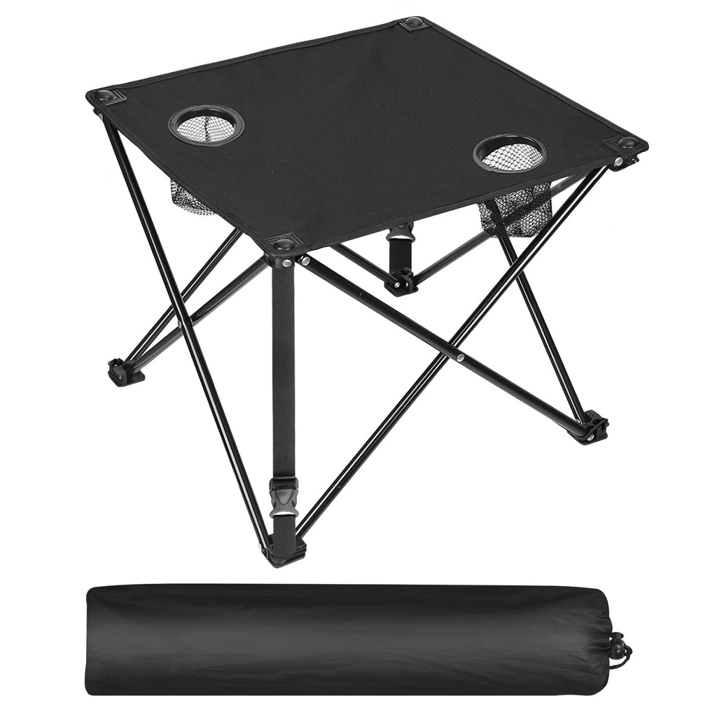 2Pcs Foldable Camping Table Portable Picnic Table Lightweight Travel Desk with 2 Cup Holders/Table Carrying Bag