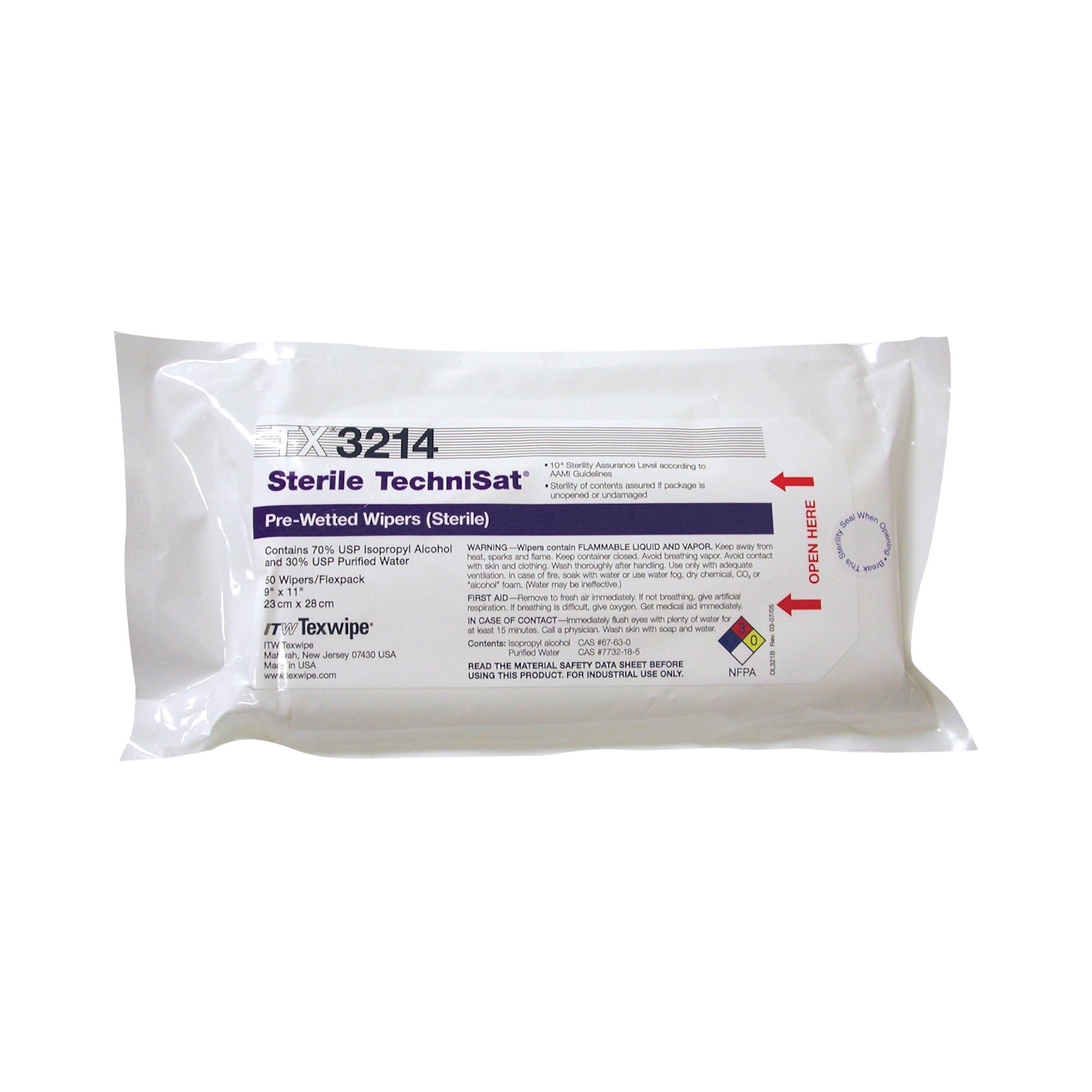 TechniSat® Pre-Saturated Nonwoven Cleanroom Wipers TX3214