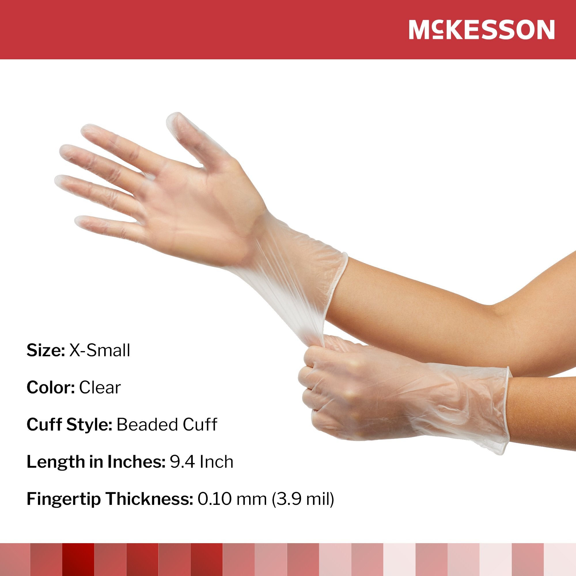 McKesson Vinyl Exam Glove, Extra Small, Clear 14-132