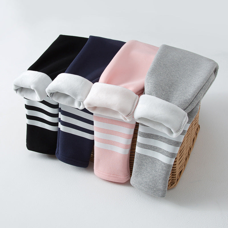 Winter Fleece-lined Thickened Leggings For Girls