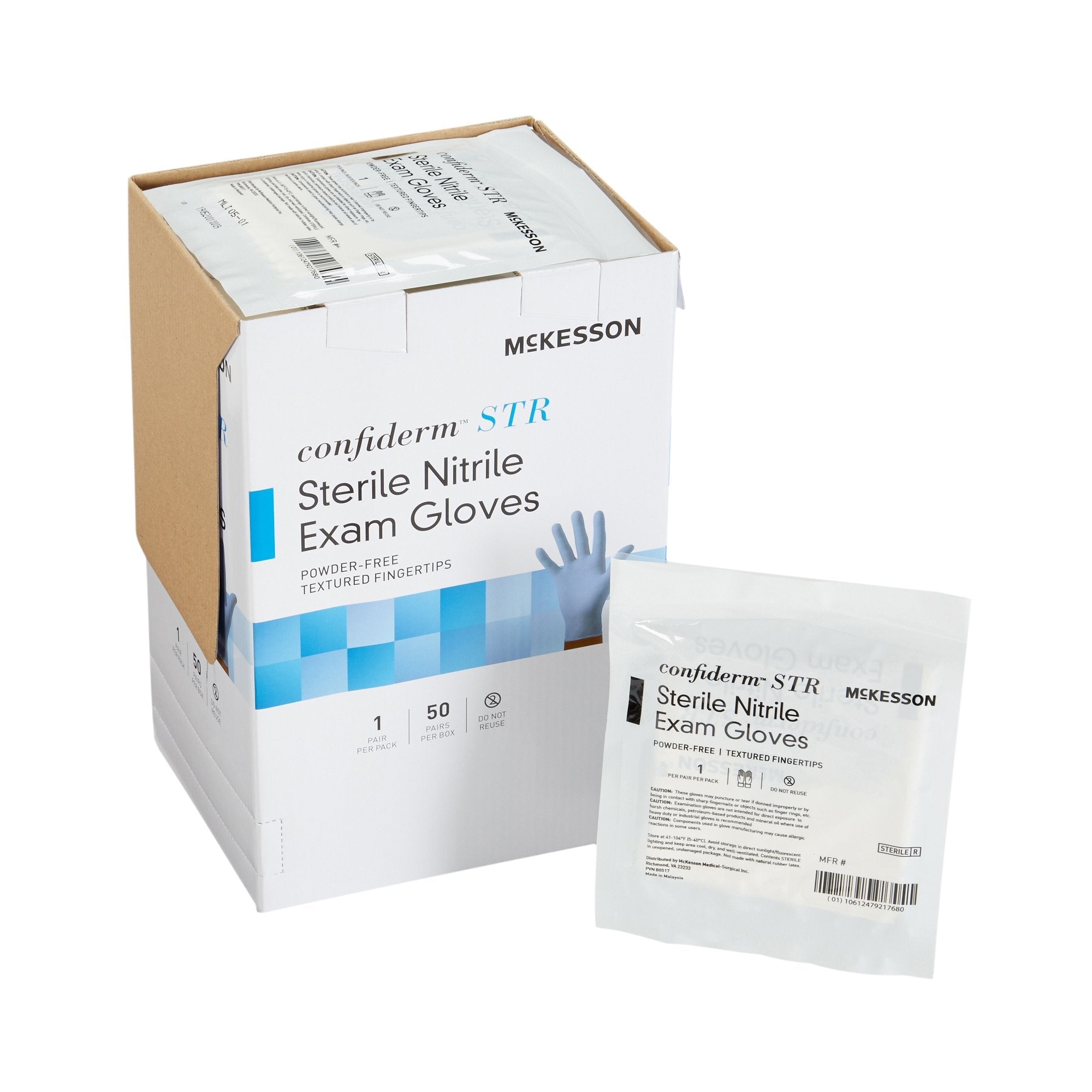 McKesson Confiderm® STR Nitrile Exam Glove, Medium, Blue 14-6NSTR4