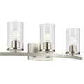 Open Box "KICHLER Crosby 23"" 3-Light Vanity Light with Clear Glass in Brushed Nickel, for Bathroom, Powder Room, (23"" x 8.75""), 45497NICLR"