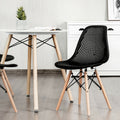 2 Pcs Modern Plastic Hollow Chair Set with Wood Leg