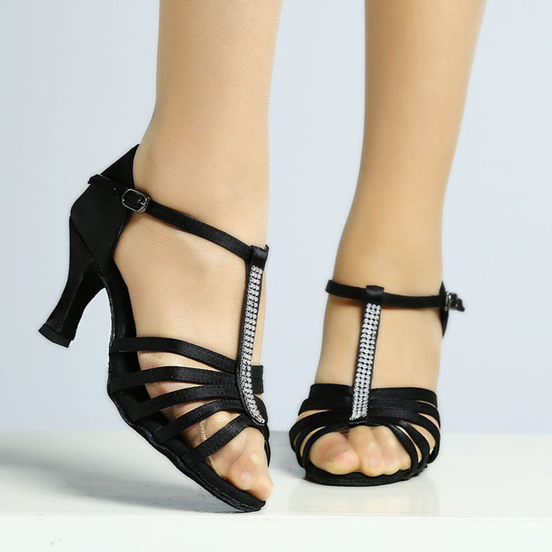Women's Latin Dance Shoes Satin 7cm High Heel