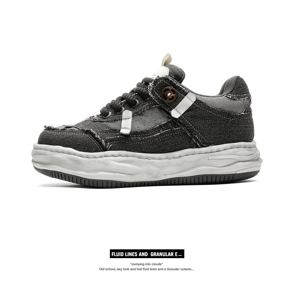 Special-interest Design 7cm Invisible Height Increasing Distressed Dissolved Board Shoes