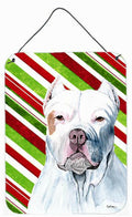 Pit Bull Candy Cane Holiday Christmas Wall or Door Hanging Prints Aluminum Metal Sign Kitchen Wall Bar Bathroom Plaque Home Decor Front Door Plaque, 12x16, Multicolor