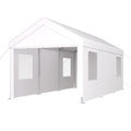 10×20 FT Portable Carport Garage | Heavy-Duty Galvanized Steel Frame with 2 Roll-Up Doors & 4 Ventilated Windows — White / Grey