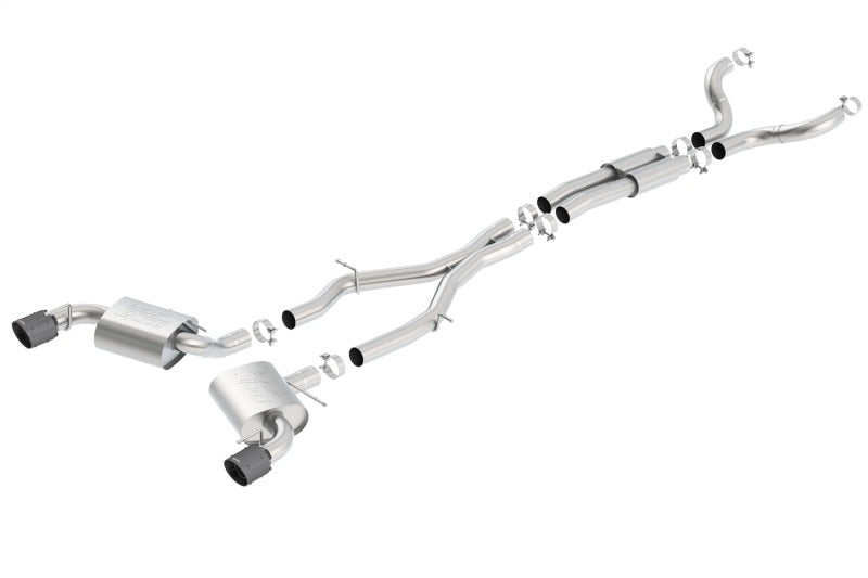 Borla 16-17 Chevy Camaro 6.2L 4.5in CF Tips w/Black Core Single Split Exit ATAK Catback Exhaust 140690CFBA