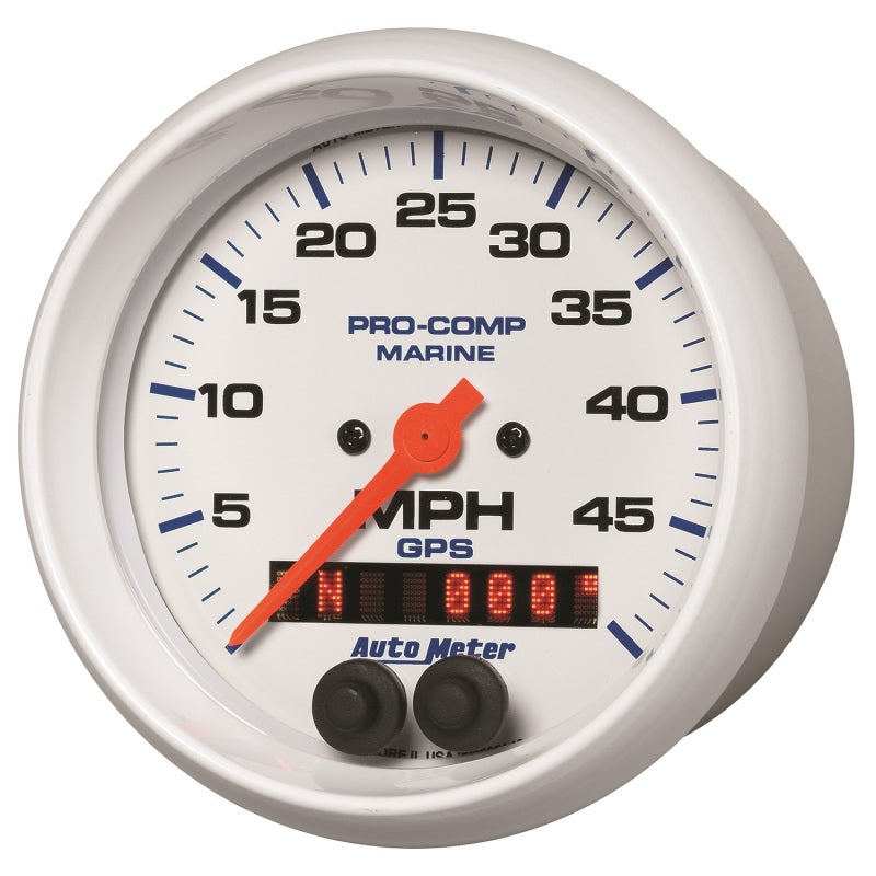 AutoMeter Marine White 3 3/8in 50MPH GPS Speedometer Gauge 200635