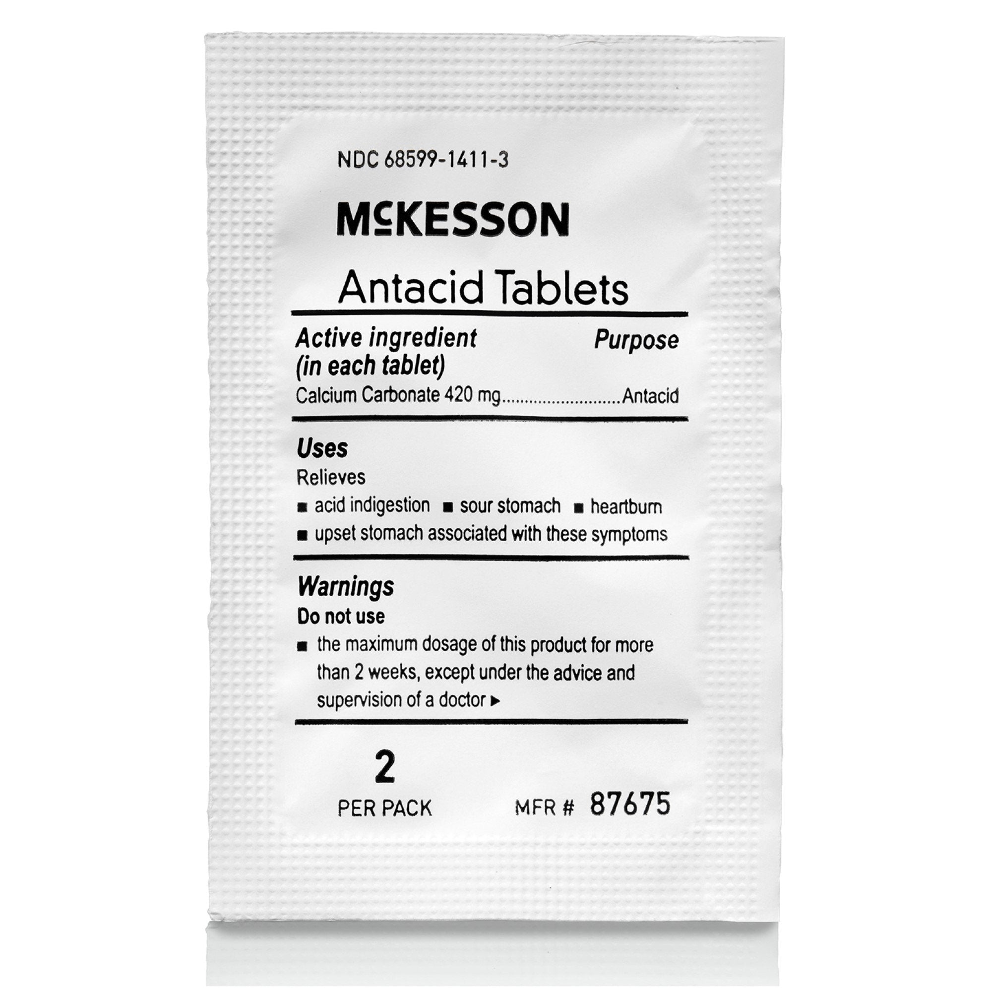 McKesson Calcium Carbonate Antacid Tablets, Mint Flavor 87675