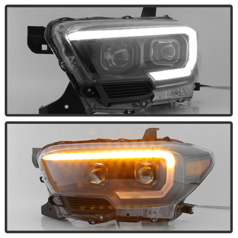 SPYDER xTune 16-18 Toyota Tacoma SR/SR5 DRL Proj Headlights w/Turn Signal - Blk (PRO-JH-TTA16-SR-BK) 9042997