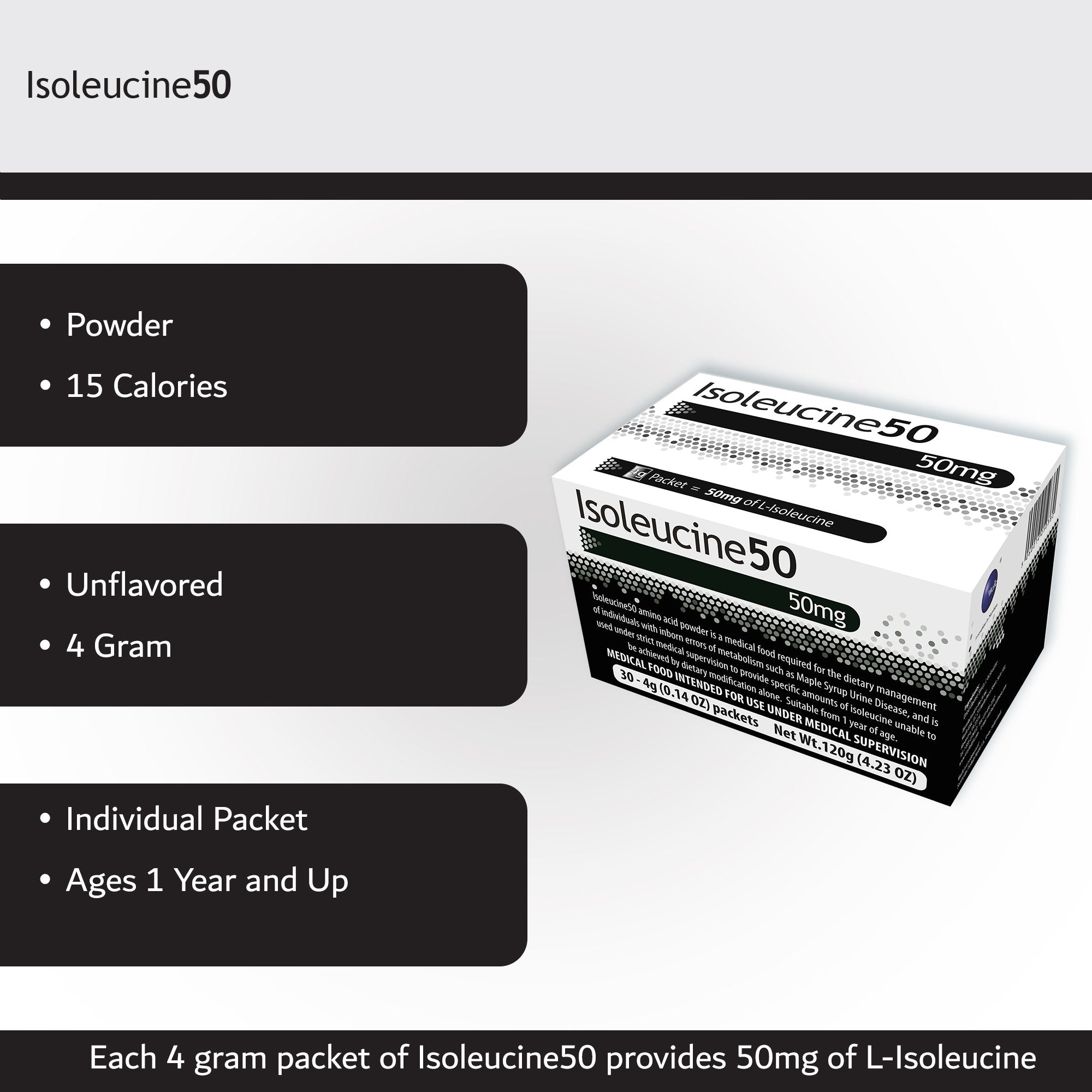 Isoleucine50 Medical Food for use in the Dietary Management of MSUD 812539021001