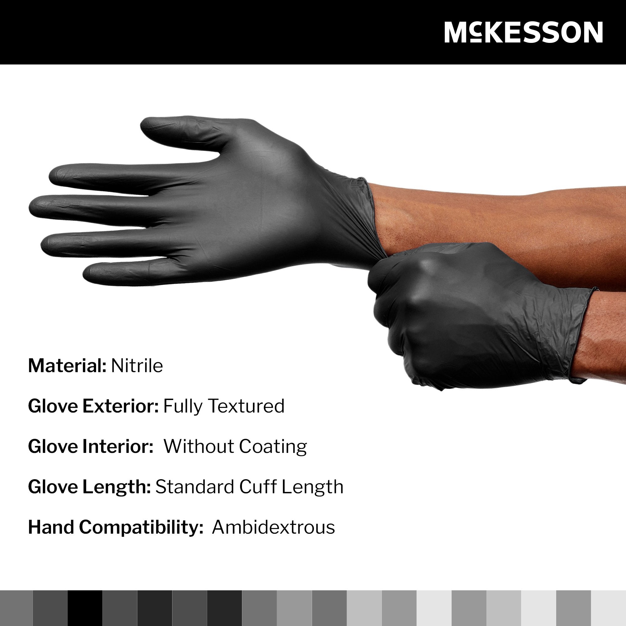 McKesson Confiderm® LDC Nitrile Exam Glove, Medium, Black 14-6N54C