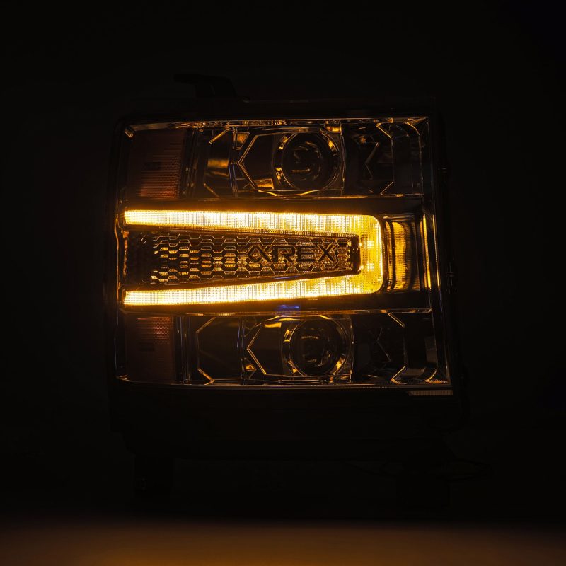 AlphaRex 16-18 Chevy 1500HD LUXX LED Proj Headlights Chrome w/Seq Actv Lgt / Seq Sig (Req PN 810023) 880235 *Discontinued