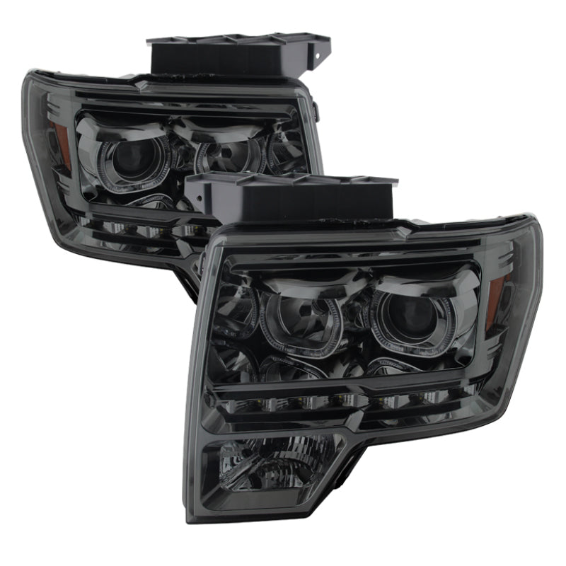 SPYDER Xtune Ford F150 09-14 Projector Headlights Halogen Model Only LED Halo Smoked PRO-JH-FF15009-CFB-SM 9032257