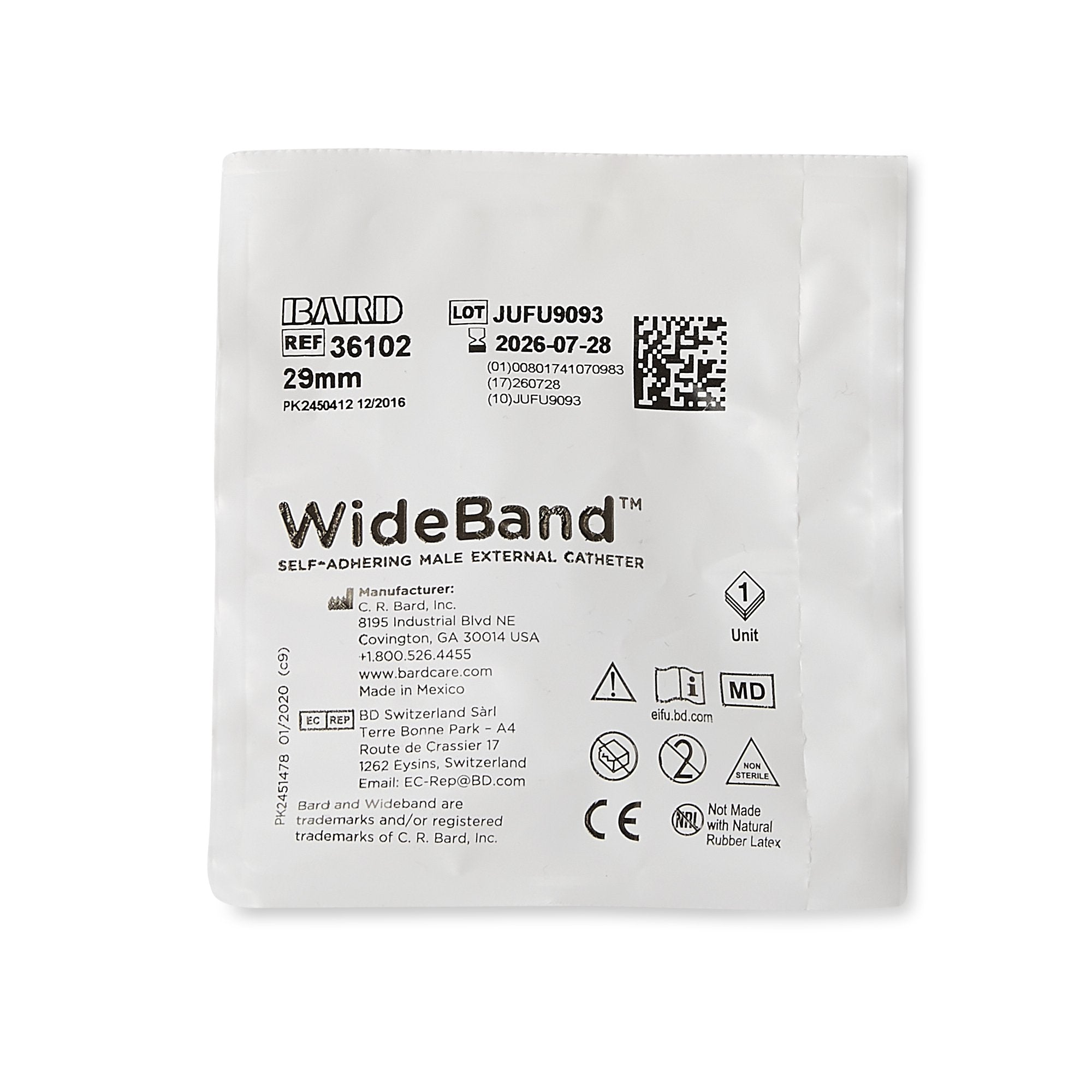 Bard Wide Band® Male External Catheter, Medium 36102