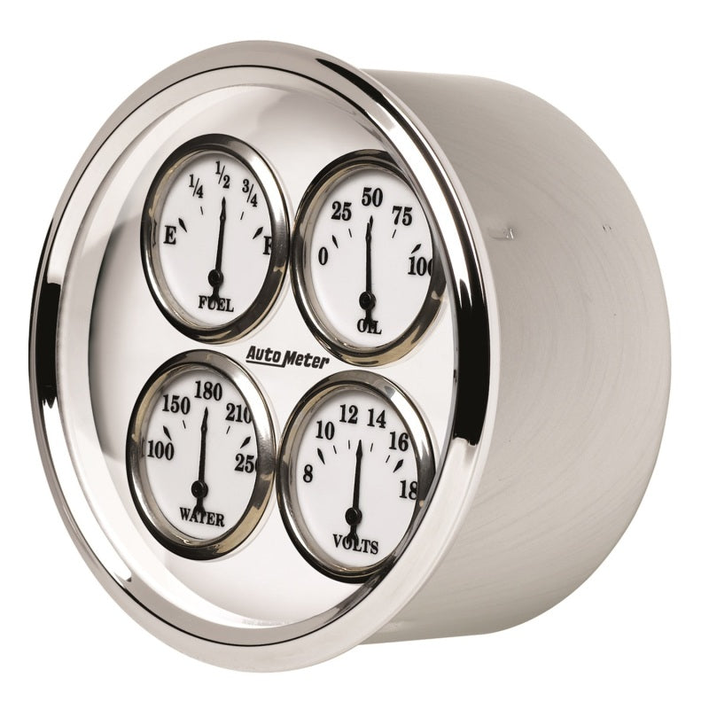 AutoMeter Gauge Quad 5in. 0 Ohm(e) to 90 Ohm(f)Elec Old Tyme White II 1213