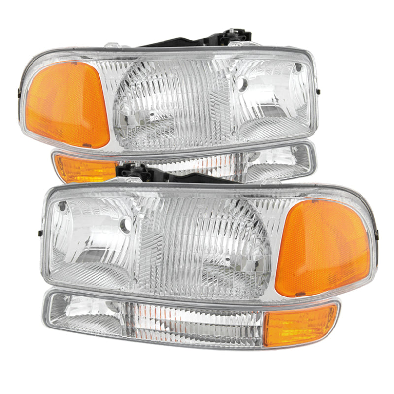 SPYDER Xtune GMC Sierra 99-06 Headlights & Amber Bumper Lights Chrome HD-JH-GS99-SET-OEAM-C 9027345