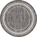Unique Loom Outdoor Border Collection Area Rug - Soft Border (3' 1" Round, Black/ Ivory)