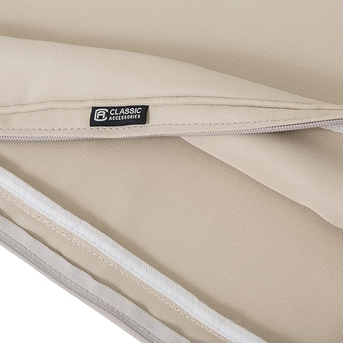 Classic Accessories Montlake Water-Resistant 19 x 20 x 4 Inch Patio Lounge Back Cushion, Antique Beige, Outdoor Loveseat Cushions