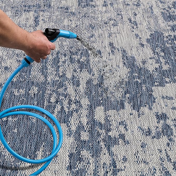 Keen Home Design Terrace Outdoor Round Rug - 8ft Round Washable Indoor/Outdoor Rug for Patio, Kitchen, Balcony, Beach, Garden, Deck and Porch, Size: 7'7" Round