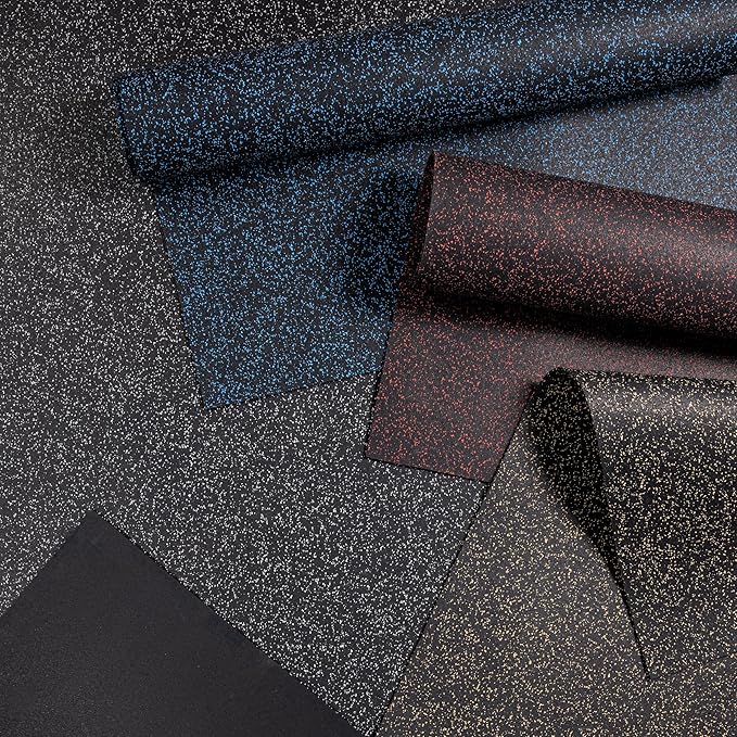 Playsafer Genaflex Rubber Gym Floor Mat, Heavy Duty Commercial Protective Gym Flooring Roll - 8mm Thick (10% Blue, 4' X 15')