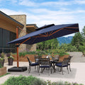 PURPLE LEAF 12ft Patio Umbrella Outdoor Square Umbrellas Large Cantilever Umbrella Windproof Offset Umbrellas Heavy Duty Sun Umbrella for Garden Deck Pool Patio, Navy Blue