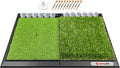 SAPLIZE Foldable Heavy-Duty Golf Hitting Mat, Practice Mat with 10mm EVA Rubber Backing, Larger Size for Indoor/Outdoor Swing and Chipping Practice, Anti-Deformation