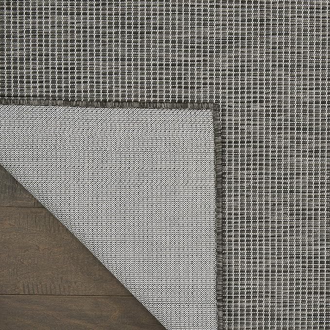 Nourison Positano Indoor/Outdoor Charcoal 3' x 5' Area Rug, Easy Cleaning, Non Shedding, Bed Room, Living Room, Dining Room, Backyard, Deck, Patio (3x5)