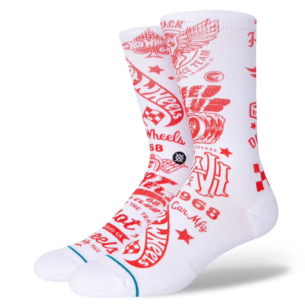 Stance Hot Wheels Crew Socks - White