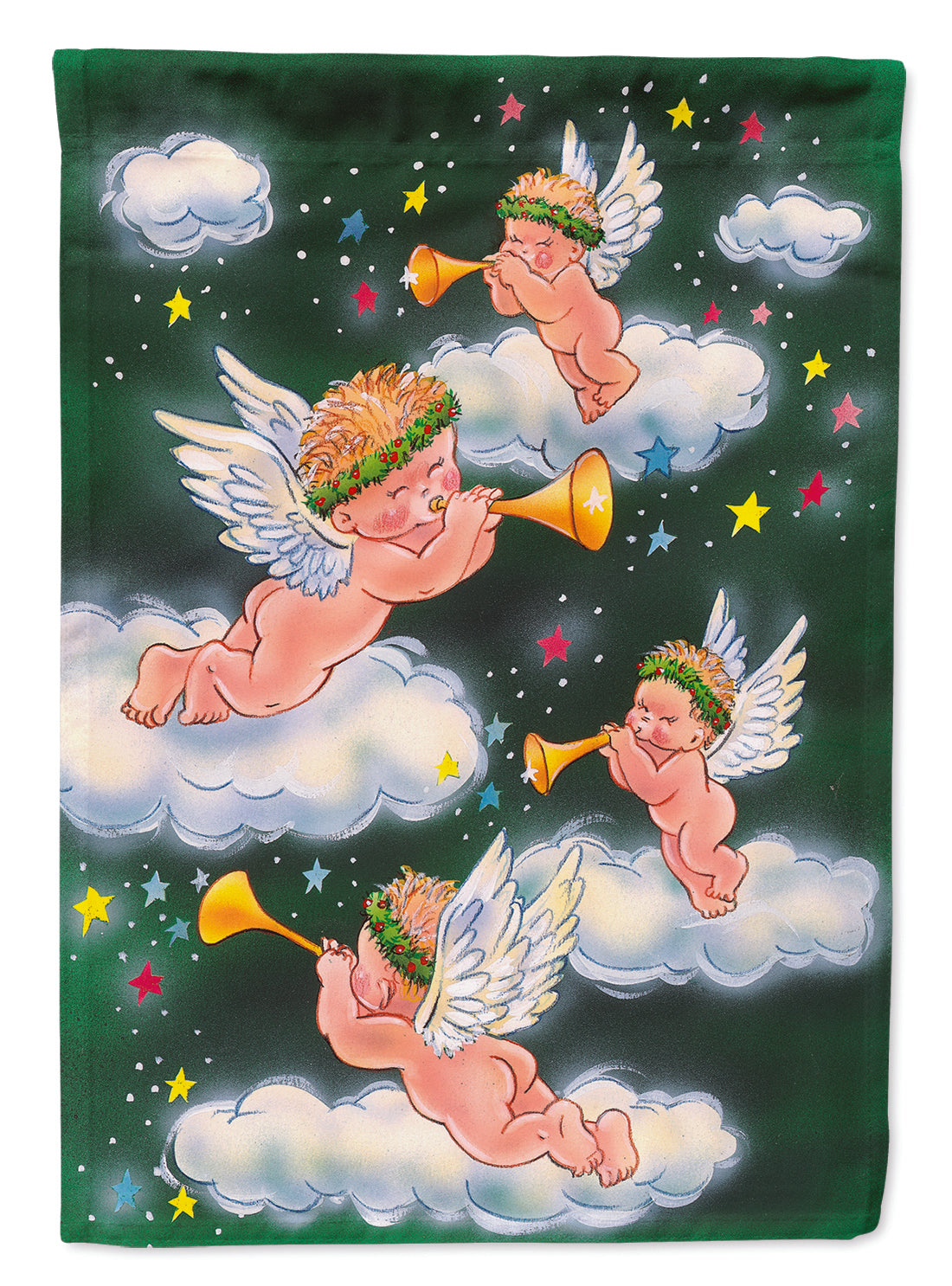 Angels on Green Garden Flag Mailbox Decorative Yard Banner Outside Patio Artwork for Flower Beds, Garden Size, Multicolor
