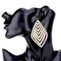 Rhinestone V Shape Rhombus Evening Earrings